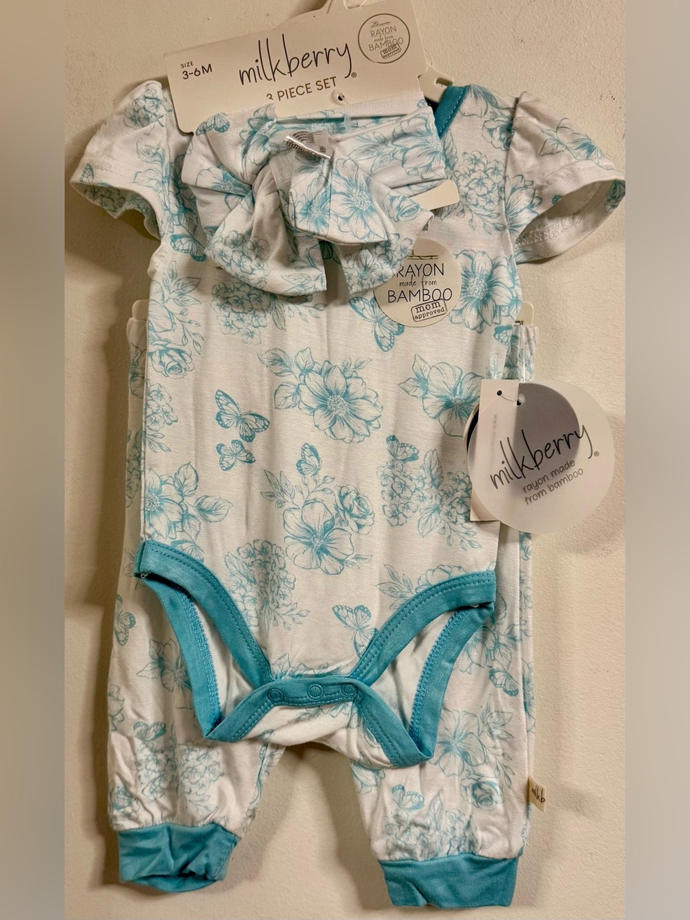 Floral Bamboo-Blend Set in Light Teal